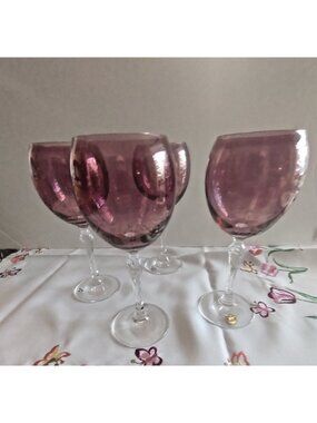 Vintage Belfour Slovakia Cranberry Crystal Wine Glasses 8" set of 4
